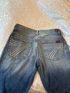 7 For All Mankind Light Blue Bootcut Jeans with Signature Stitching
